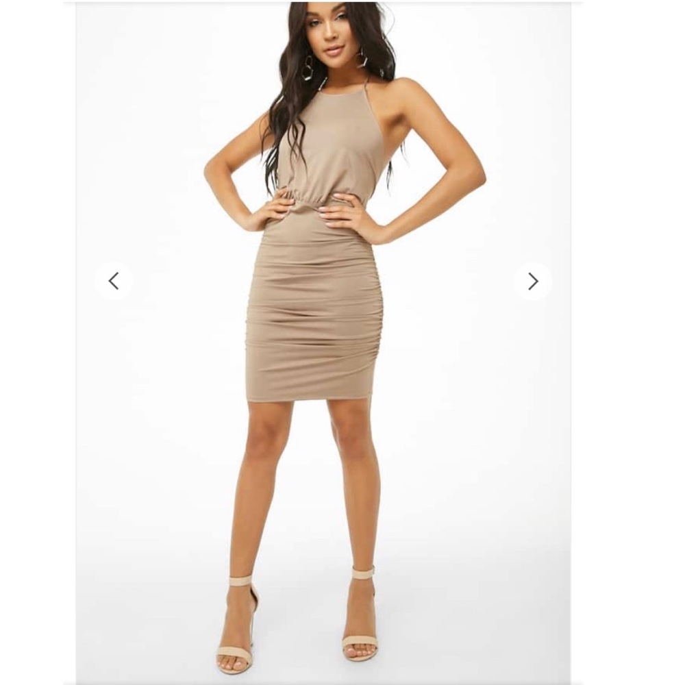 Ruched Halter Mini Dress
